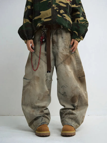 PeopleStyle Mud Dye Oversized Scimitar Pants