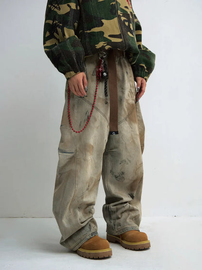 PeopleStyle Mud Dye Oversized Scimitar Pants