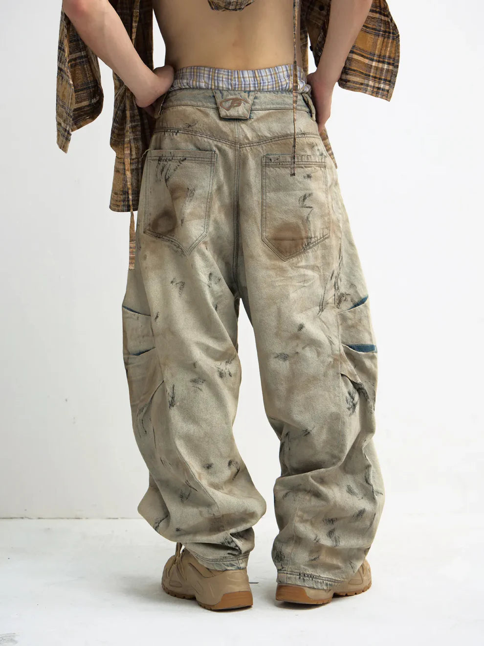 PeopleStyle Mud Dye Oversized Scimitar Pants