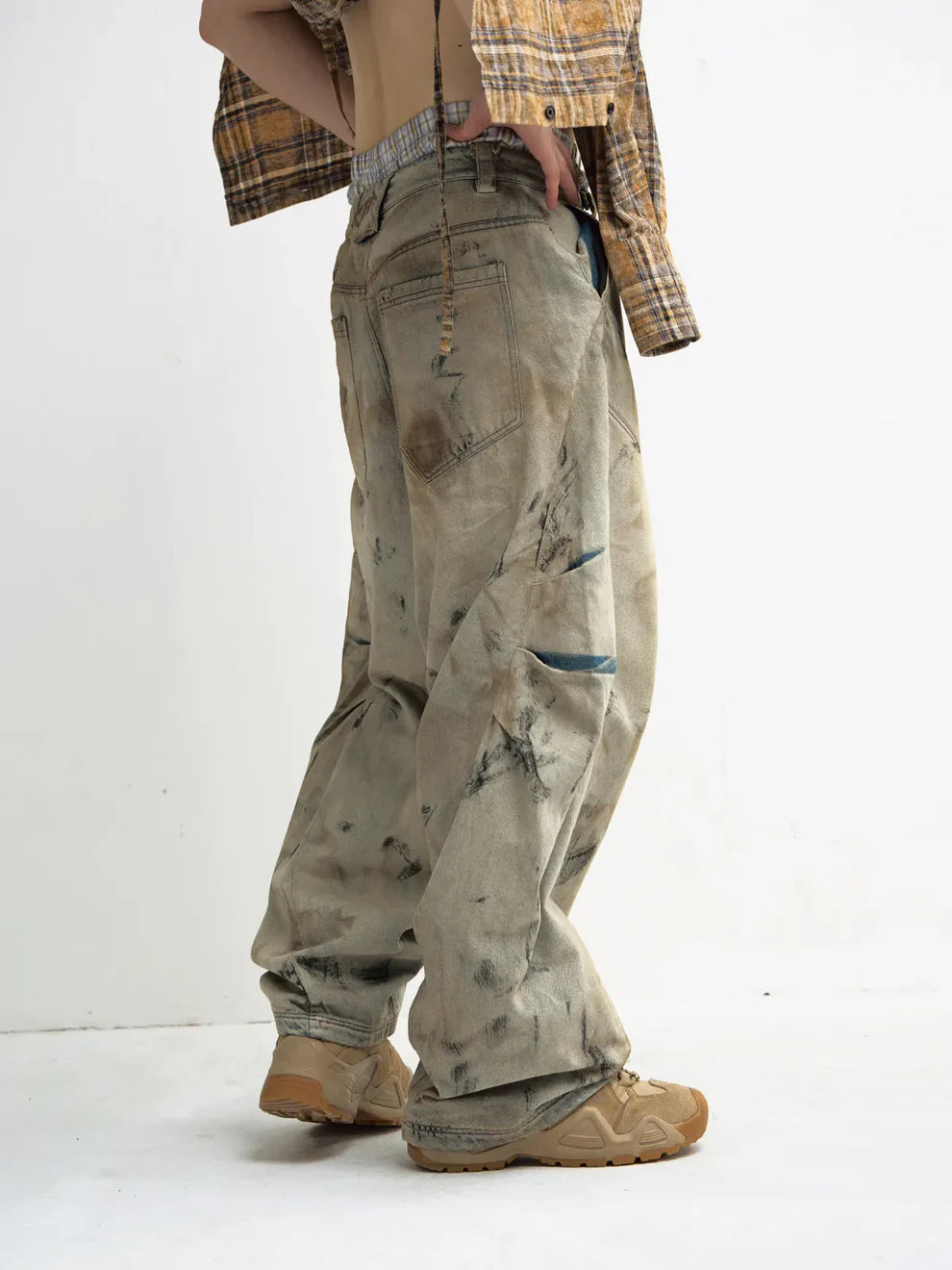 PeopleStyle Mud Dye Oversized Scimitar Pants