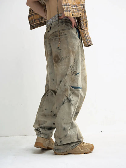PeopleStyle Mud Dye Oversized Scimitar Pants