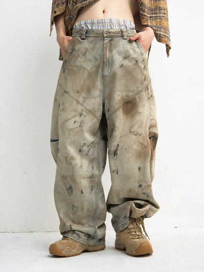 PeopleStyle Mud Dye Oversized Scimitar Pants
